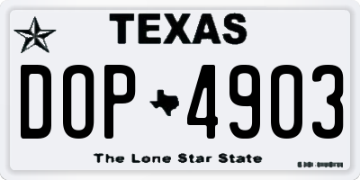 TX license plate DOP4903