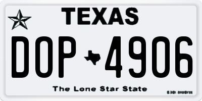TX license plate DOP4906