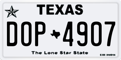 TX license plate DOP4907