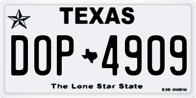 TX license plate DOP4909