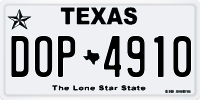 TX license plate DOP4910