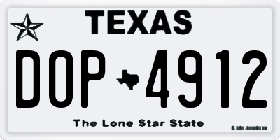 TX license plate DOP4912