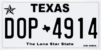 TX license plate DOP4914