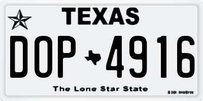 TX license plate DOP4916