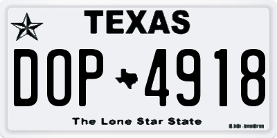 TX license plate DOP4918