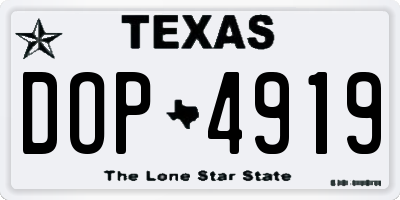 TX license plate DOP4919