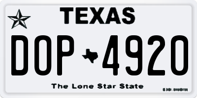 TX license plate DOP4920