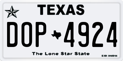 TX license plate DOP4924