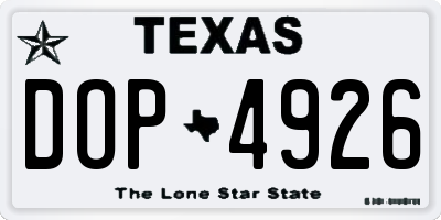 TX license plate DOP4926
