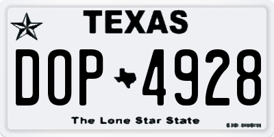 TX license plate DOP4928