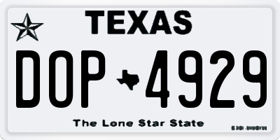 TX license plate DOP4929
