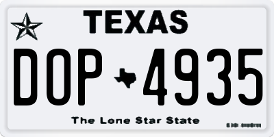 TX license plate DOP4935
