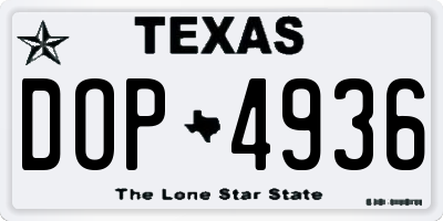 TX license plate DOP4936