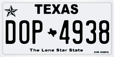 TX license plate DOP4938
