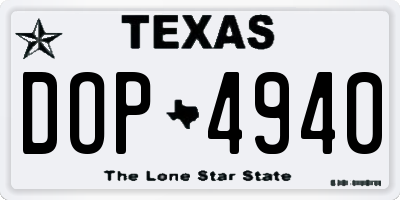TX license plate DOP4940