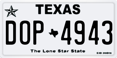 TX license plate DOP4943