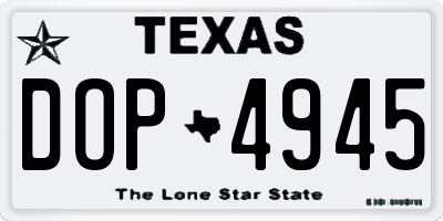 TX license plate DOP4945
