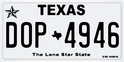TX license plate DOP4946