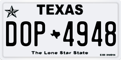 TX license plate DOP4948
