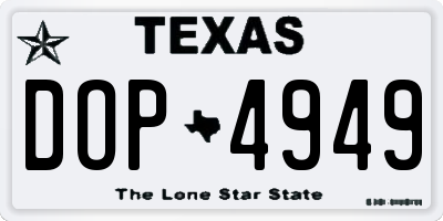 TX license plate DOP4949