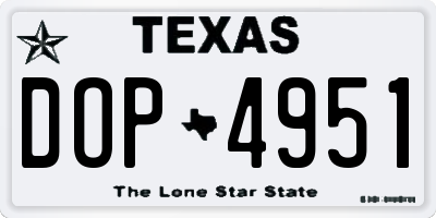 TX license plate DOP4951