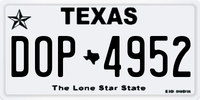 TX license plate DOP4952