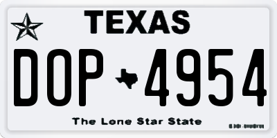 TX license plate DOP4954