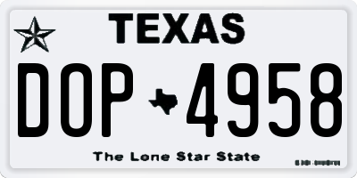 TX license plate DOP4958