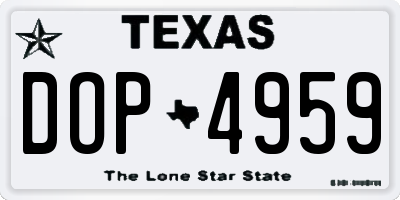 TX license plate DOP4959