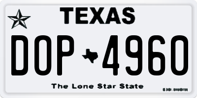 TX license plate DOP4960