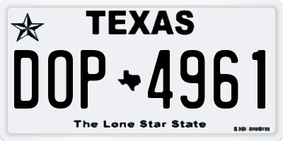 TX license plate DOP4961