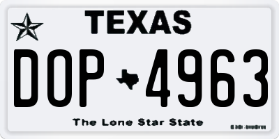 TX license plate DOP4963