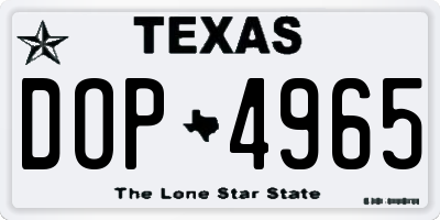 TX license plate DOP4965