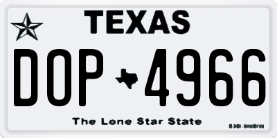 TX license plate DOP4966