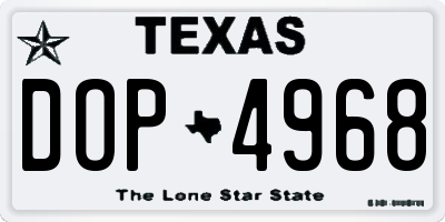 TX license plate DOP4968