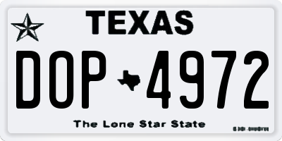 TX license plate DOP4972