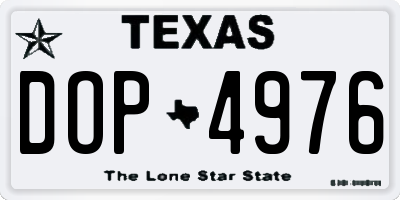 TX license plate DOP4976