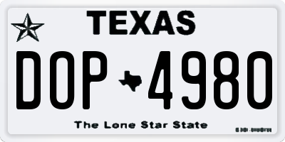 TX license plate DOP4980