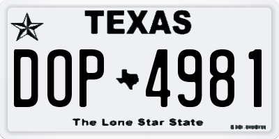 TX license plate DOP4981