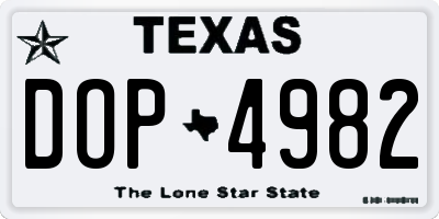 TX license plate DOP4982