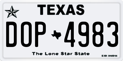 TX license plate DOP4983