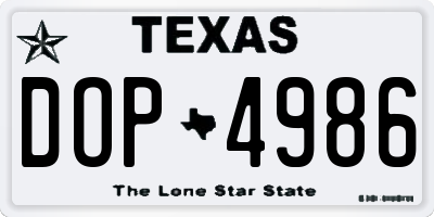 TX license plate DOP4986