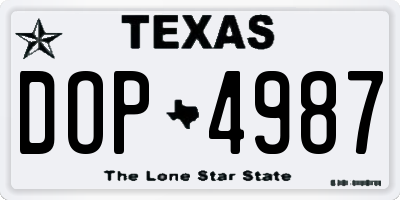 TX license plate DOP4987