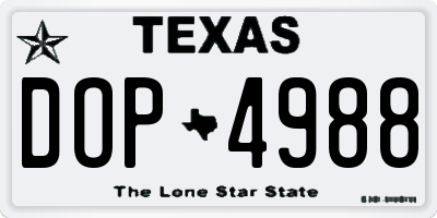 TX license plate DOP4988