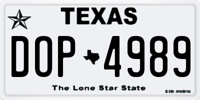 TX license plate DOP4989