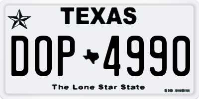 TX license plate DOP4990
