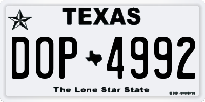 TX license plate DOP4992