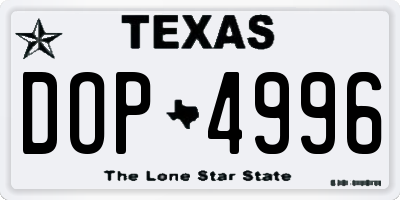 TX license plate DOP4996