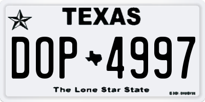 TX license plate DOP4997