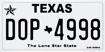 TX license plate DOP4998